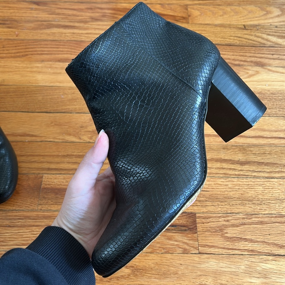 Black Textured Ankle Boots